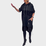 Kiva | Rochie cu Paiete și Glugă Elegantă