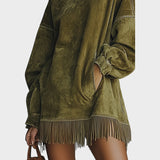 Sheri | Rochie din Suede cu Detalii din Franjuri