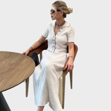 Lídia | Rochie din Tricot cu Decolteu în V și Butoni