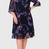 Rochie Shirley din Gaze cu Model Midnight Swirl și Croială Fluidă