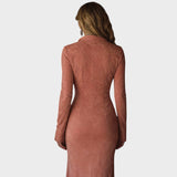 Soli | Rochie Lungă din Suede cu Detalii Brodate și Franjuri