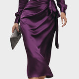 Imaupa | Rochie Midi din Satin cu Design Încrucișat