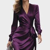 Imaupa | Rochie Midi Împăturită din Satin