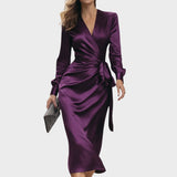 Imaupa | Rochie Midi Împăturită din Satin