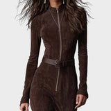 Cayetana | Rochie Lungă din Material Suede