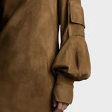 Mimi | Rochie Scurtă din Suede cu Guler Înalt Elegant