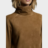 Mimi | Rochie Scurtă din Suede cu Guler Înalt