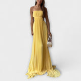 Mireille - Elegantne Maxi Haljine s Plisejima i Izrezima