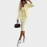 Karin | Set Rochie Midi și Jachetă Bomber din Tricot