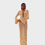 Capri | Rochie Lungă Elegantă din Croșet cu Detalii Strălucitoare