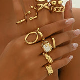 Inel deschis geometric metalic