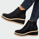 Rebeca | Botine din Piele Ortopedice Negre cu Toc