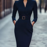 Esta | Elegantna crna haljina s remenom