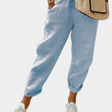 Pantaloni Drepți Respirabili Albi