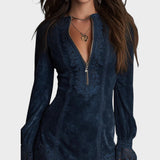 Rochie Mini Débora din Suede cu Detalii din Dantelă