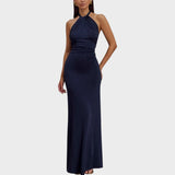 Laguna | Rochie Lungă cu Guler Halter