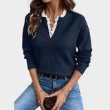 Yara™ | Pulover cu decolteu în V și dantelă