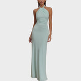 Laguna | Rochie Lungă cu Guler Tip Halter