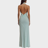 Laguna | Rochie Lungă cu Guler Tip Halter