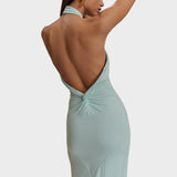 Laguna | Rochie Lungă cu Guler Halter