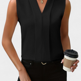 Nele | Bluză fără Mâneci cu Decupaj în V și Croială Fluidă