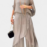 Conjunto Fluid de Două Piese cu Top Larg și Fustă Asimetrică