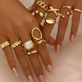 Inel deschis geometric metalic