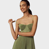 Amilia | Rochie Midi Plisată cu Falduri