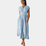 LYNN - Rochie Elegantă cu Design Încrucișat și Talie Înaltă