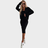 Karin | Set Midi Dress și Bomber Jacket din Tricot