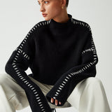 Alma | Oversize-Dolcevita pulover s Piqué detaljima