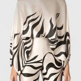 Sybella Set de Două Piese cu Umeri Descoperiți și Pantaloni Largi Cu Imprimeu