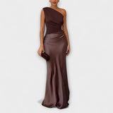 Elegantne maxi haljine s jednim naramenicom i naborkima