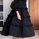 Jada Rochie Tip Sudadera cu Volane și Design Casual-Chic