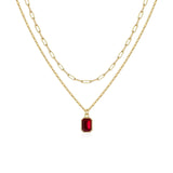 Colier de rubin în straturi cu clip | Aur
