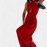 Salopetă Jessica Mono Halter Cruzado fără Spate și Pantaloni Largi