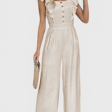 Salopetă Amahle Mono din Lino cu Mâneci Volante