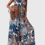 Gabriella Salopetă cu Pantaloni Largi și Imprimare Îndrăzneață