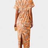 Rochie Triana cu Imprimeu Abstract și Decolteu în V