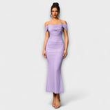 Ione - Bodycon haljina s otvorenim ramenima i nabiranjem