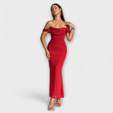 Ione - Bodycon haljina s otvorenim ramenima i nabiranjem
