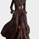 Beatriz™ | Rochie lungă cu imprimeu în carouri