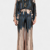 Sybella Set de Două Piese cu Umeri Descoperiți și Pantaloni Largi Cu Model