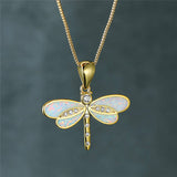 Colier libelulă în aur cu opal
