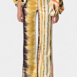 Sybella Compleu din Două Piese cu Umeri Descoperiți și Pantaloni Largi cu Model