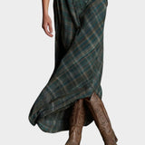 Calipso™ | Rochie lungă tip cămașă cu imprimeu pătrățel verde