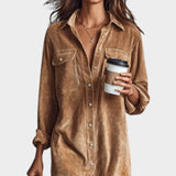 Maria™ | Rochie din catifea de culoare maro