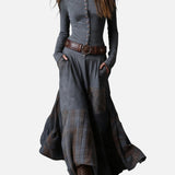 Kalina | Rochie maxi din catifea cu brâu