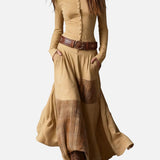 Kalina | Rochie maxi din catifea cu brâu