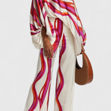 Sybella Set de Două Piese cu Umeri Descoperiți și Pantaloni Largi cu Model